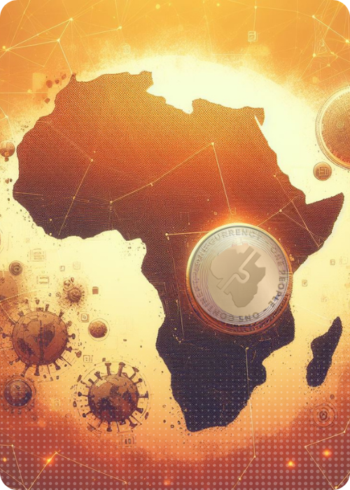 The continent of Africa highlighted with 'UmojaCoin' across it, symbolizing the unity and financial empowerment the cryptocurrency brings to the continent.